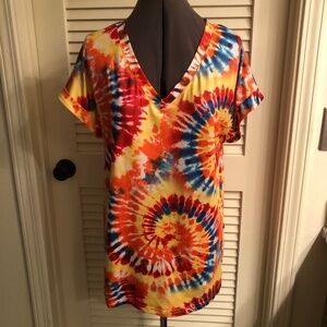 Tie Dye V-Neck Shirt Women's Size Large